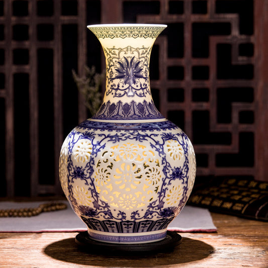 Antique-style hollow ceramic vase