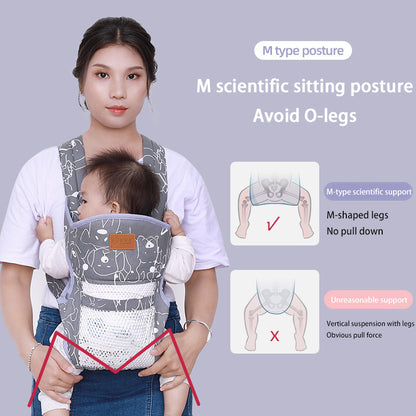 Multifunctional Baby Carrier With Breathable Front And Back In Summer