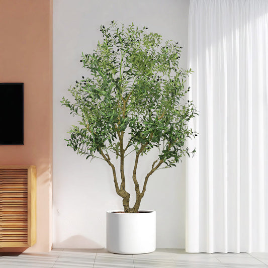 8ft artificial olive tree with natural trunk
