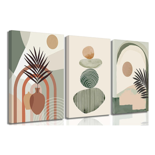 Boho three-piece canvas wall art set